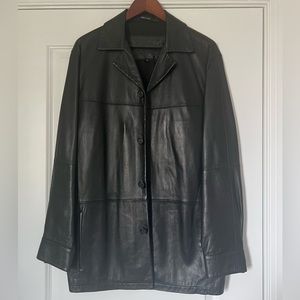New Men’s Genuine Black Leather Bugatchi Jacket Blazer Coat Sz M